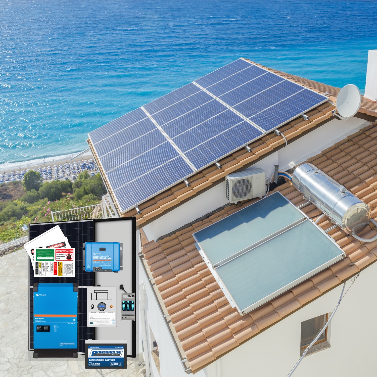 Off-grid Solar System, 5KVA Inverter, 5KW Solar, 17.2KWh Battery | ecoCool